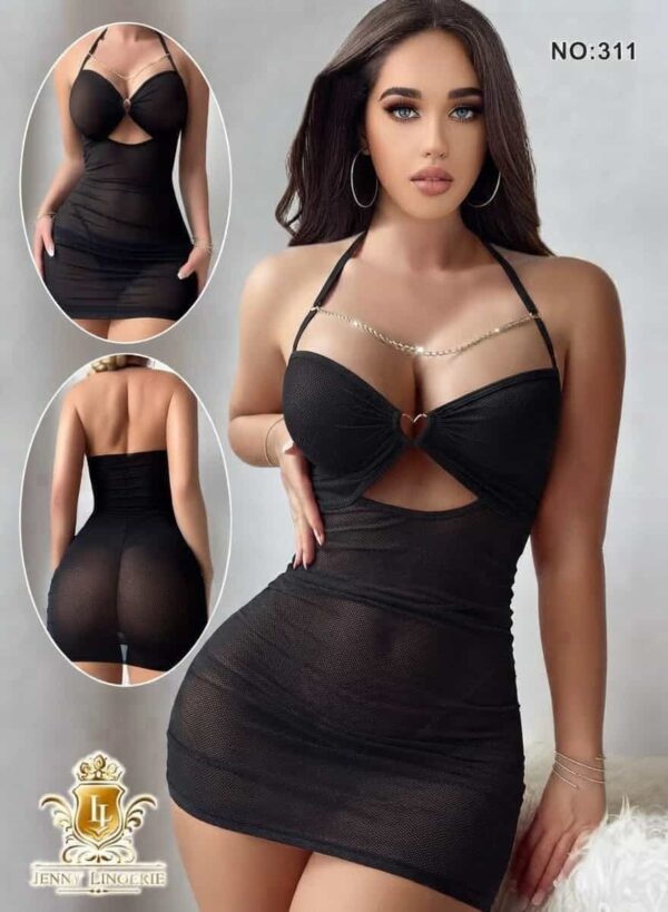 لانجري قصير بفتحة أمامية وتفاصيل سلاسل — 311 — صورة 5