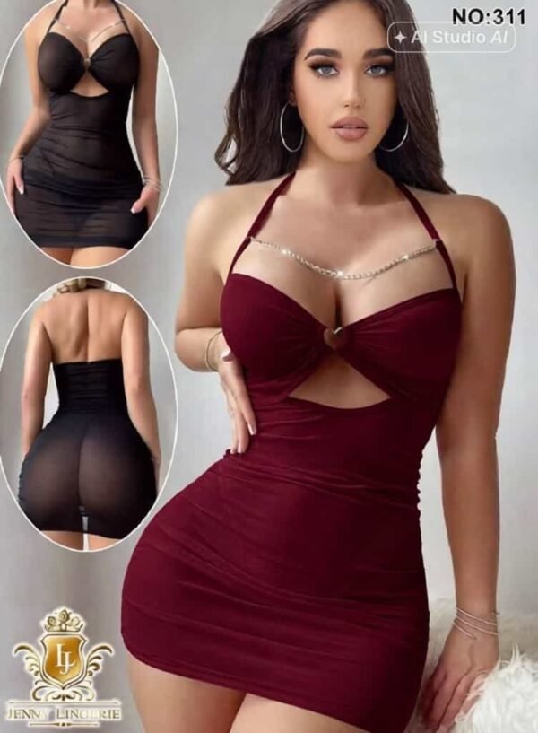 لانجري قصير بفتحة أمامية وتفاصيل سلاسل — 311