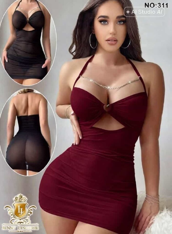لانجري قصير بفتحة أمامية وتفاصيل سلاسل — 311