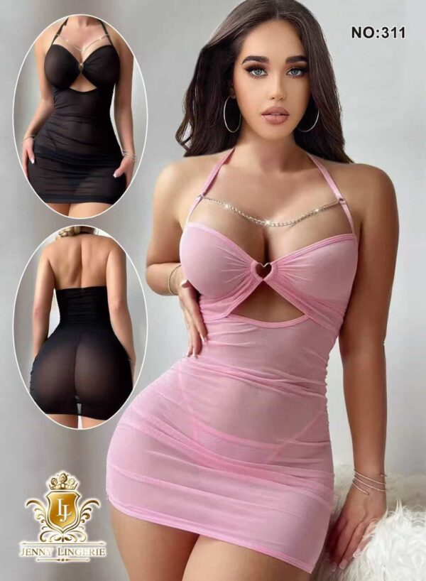 لانجري قصير بفتحة أمامية وتفاصيل سلاسل — 311 — صورة 6