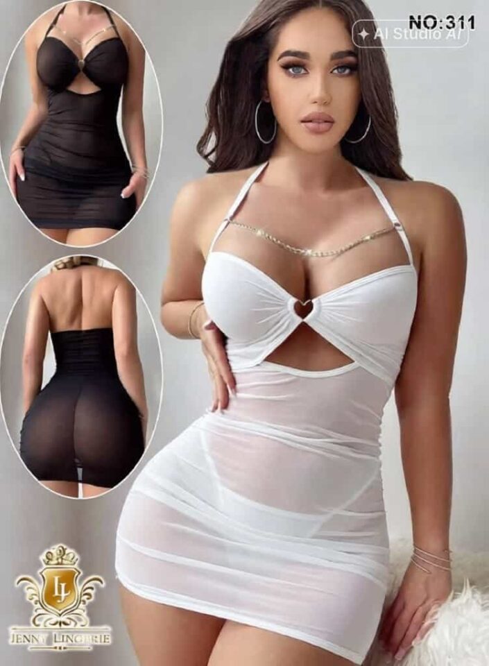 صورة أخرى: لانجري قصير بفتحة أمامية وتفاصيل سلاسل — 311