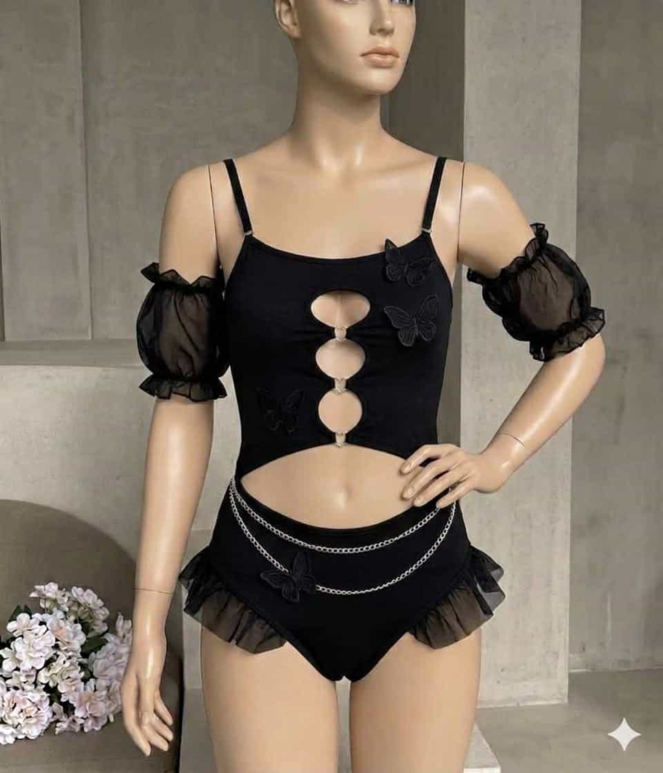 بودي لانجري أسود بأكمام منفصلة